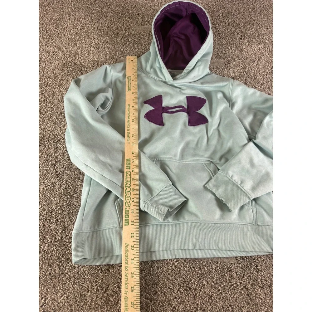 Under Armour Kids Mint Green Purple Big Logo Fleece Hoodie Sweatshirt Size‎ MD